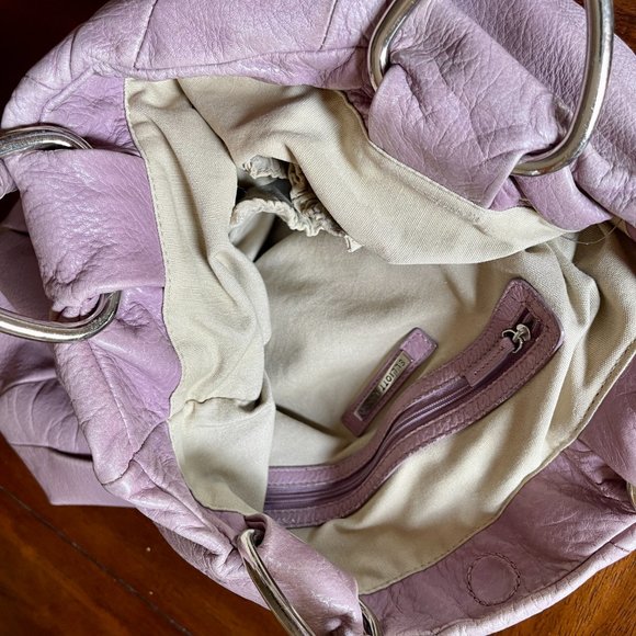 Elliott Lucca Purple Grained Leather Hobo Bag - Picture 11 of 12